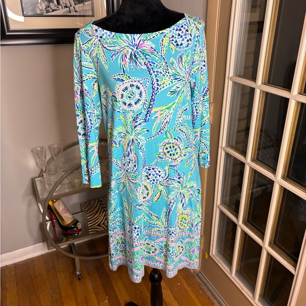 Lilly Pulitzer Sophie dress  Turquoise Printed Long-Sleeve Dress large